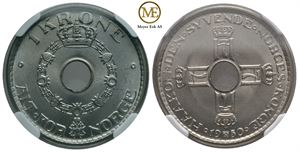 1 krone 1950 Haakon VII. MS 66. Kv.0
