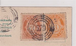 IV-579 Vomstad, Vikedal  (Ro 7pkt) på julekort frankert med NK74 og 75, sendt til Stavanger