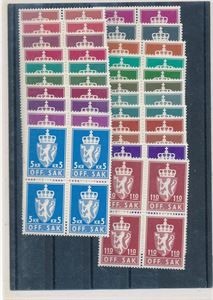 TJENESTE 117-37 xx. Komplett serie i 4-blokker (Hk 1892)