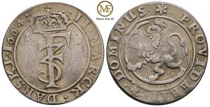 2 mark 1664 Frederik III. Kv.1/1+
