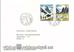 NK929-30 Førstedagsbrev med vignett fra Viking reklamebyrå, sjeldenhetsgrad 8 i Brænne's katalog,.