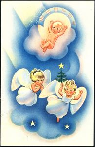 Damsleth. Tre barne-engler. Damm nr. 92, Dreyer, Stavanger. Brukt i 1939. K-1