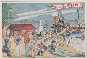 Reklame Reklamekort for Wittusen Golden Power "Hilsen fra Filtvet"  St. 1946