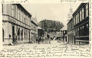 Trøndelag Namsos, Havnegaden (Dahl 1905). Udelt bakside, småf. s/hv.  Stpl. Namsos 20-XII-05.  Prima kvalitet!!