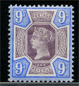England 209. 9 pence 1887 QV, flott og postfriskt eks. (£110)