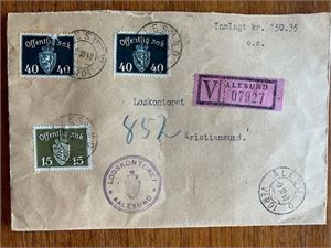 Verdibrev fra Loskontoret i Ålesund i 1948