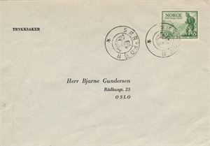 Kronet Posthorn SØR-FOGN (RO / 8) Bra avtrykk på trykksakbrev frankert med NK 360