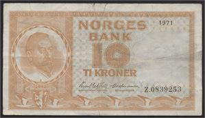10 Kroner 1971 Z Erstatning Kv 1-/2*