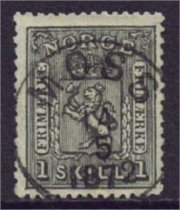 NK 11, Pent merke med rettvendt praktstempel "Moss" 14-5-1872