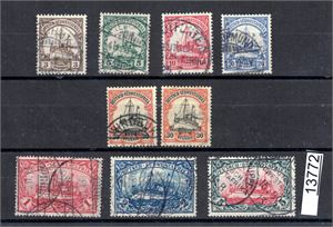 DEUTSCH SÜDWESTAFRIKA o ex Mi 24-32, 1906 serie ex 3Mk. 2 stk 30pf (det ene med garanti Bothe). Også garantistempel på 5Mk. Kjøpt på dansk auksjon for 1200