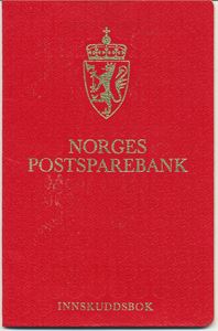Postsparebankbok Rød Postsparebankbok 1980 tallet. Mange Kongsberg stempler