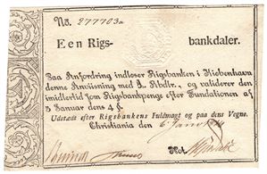 1 Rigsbankdaler Christiania 6. Januar 1914. Kv.0/01