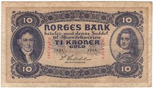 10 kroner 1924 K.9591245. Kv.1