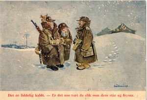 Postkort. Aukrust, Militærmotiv.