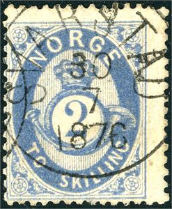 17 c. 2 skilling Posthorn, stemplet "Svarstad 30.7.1876".