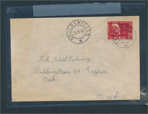 Pent brev stemplet "SKJERNØYSUND 15-9-48". Ikke vanlig
