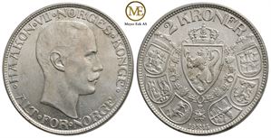 2 kroner 1913 Haakon VII. Ex.Roschberg. Kv.0/01