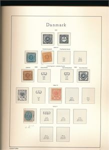 DANMARK xx/x samling i LT album med lommer, ark til 1991. Nesten tom for merker etter 1965. Permen påført "gitt 8200" som vi antar at er prisen da denne ble kjøpt en gang i tiden