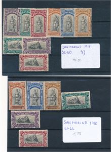 SAN MARINO x Mi 53-67, 2 komplette serier 1918 (€ 155)