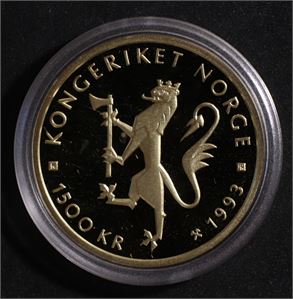 1500 kroner 1993 Norge Proof Gull, Sykkel-VM