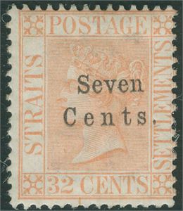 Br. Kolonier STR.SETTLEMENTS 7. 7 c on 32 c fine mint (£ 180)