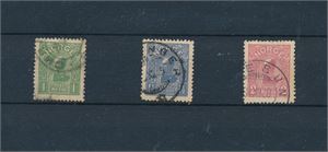 Nk 89-91 o. 1907 kroneverdier, rundstemplet (Hk 1900)