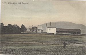 Gran´s Præstegaard med Stenhuset.Eneret P. A. Gamme. No. 728, kolorert kort !,  st. Granvolden (Op, 5) i 1918 litt utydelig