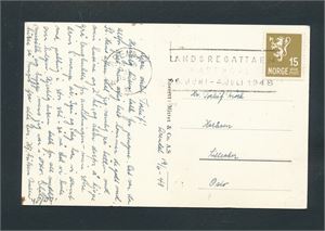 Strøkent kort ARENDAL INNSEILINGEN (Mittet 98) med TMS "LANDSREGATTAEN I ARENDAL 26. JUNI - 4. JULI 1948 19-6-48"
