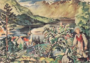 Kunstnerkort - Chrix Dahl Fruktblomstring i Hardanger (Lofthus)