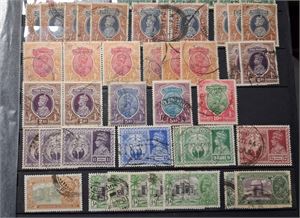 INDIEN, Indiska stater, Pakistan mm. Samling i tjock insticksbok med många dubbletter