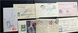KRIGSPOST 1914-18 7 enheter flere land, kort, brev og helpost