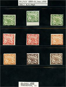 Bypost Levanger, Steinkjær. Samling på 2 albumark. 1888   **/*   dublisert