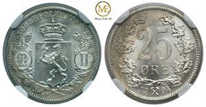 25 øre 1904 Oscar II. Kv.0