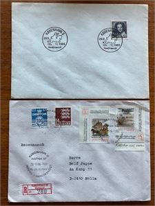 DANMARK - 2 brev relatert til utstilling i 1985 + FDC fra 1988 Malerimerker