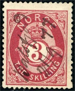 18. 3 skilling Posthorn, anert med håndskrevet stedsnavn "??alsfj 21/9 79".