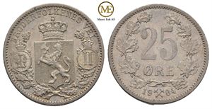 25 øre 1904 Oscar II. Kv.0