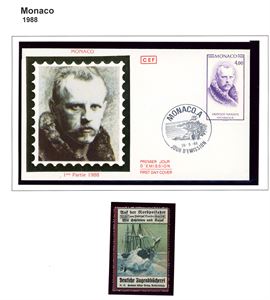 Roald Amundsen/Polar. A small collection of stamps and some Postcards on pages.