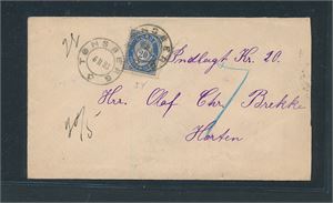 Bancobrev med Nk 54 stemplet "TØNSBERG 6-II-93" til Horten