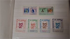 FRANKRIKE lokal utgåvor  från Ile Barbe och Ile Roy.  Fantasifrimärken  i tjock insticksbok. Kuriosa