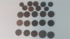 TYSKLAND, PREUSSEN/RIKET lot inklusive 2 Mark 1876 (kv1), 4 Groschen 1805 (kv 1?) och flera pfenningar