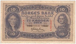 10 kroner 1942 A.8803637. Kv.0/01