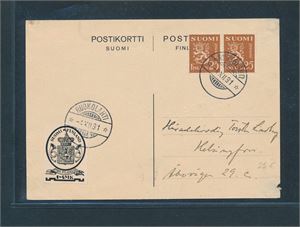 FINLAND Postkort med Mi 169 1931 utstilling stemplet "RUOKOLAHTI 4 XII 31"
