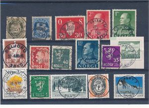 TELEMARK stempler på 16 merker. Noen ganske pene