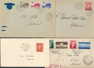 FDC 4 forskjellige 1943-47 (Hk 555)