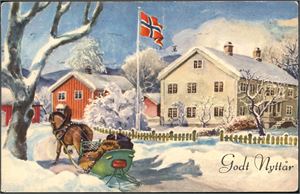 Ca 700 postkort, nær alle i småformat. Stort sett romantiske motiver og mnoen Jule-/kunstnerkort.