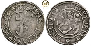 2 mark 1655 Frederik III. Kv.1/1+