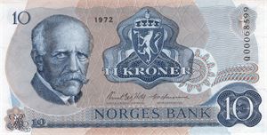 10 kroner 1972 QO erstatningsseddel. Kv.0