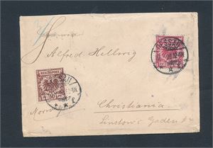 REICH Brev (oppgitt trippelvektig) stemplet "DESSAU" til Christiania. Flott firmaetikett bak, se bilde 2