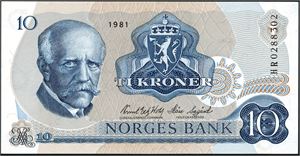 10 kroner 1981, serie HR 0288302. 01