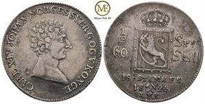 1/2 speciedaler 1824/1 Carl XIV Johan. Kv.1+/01